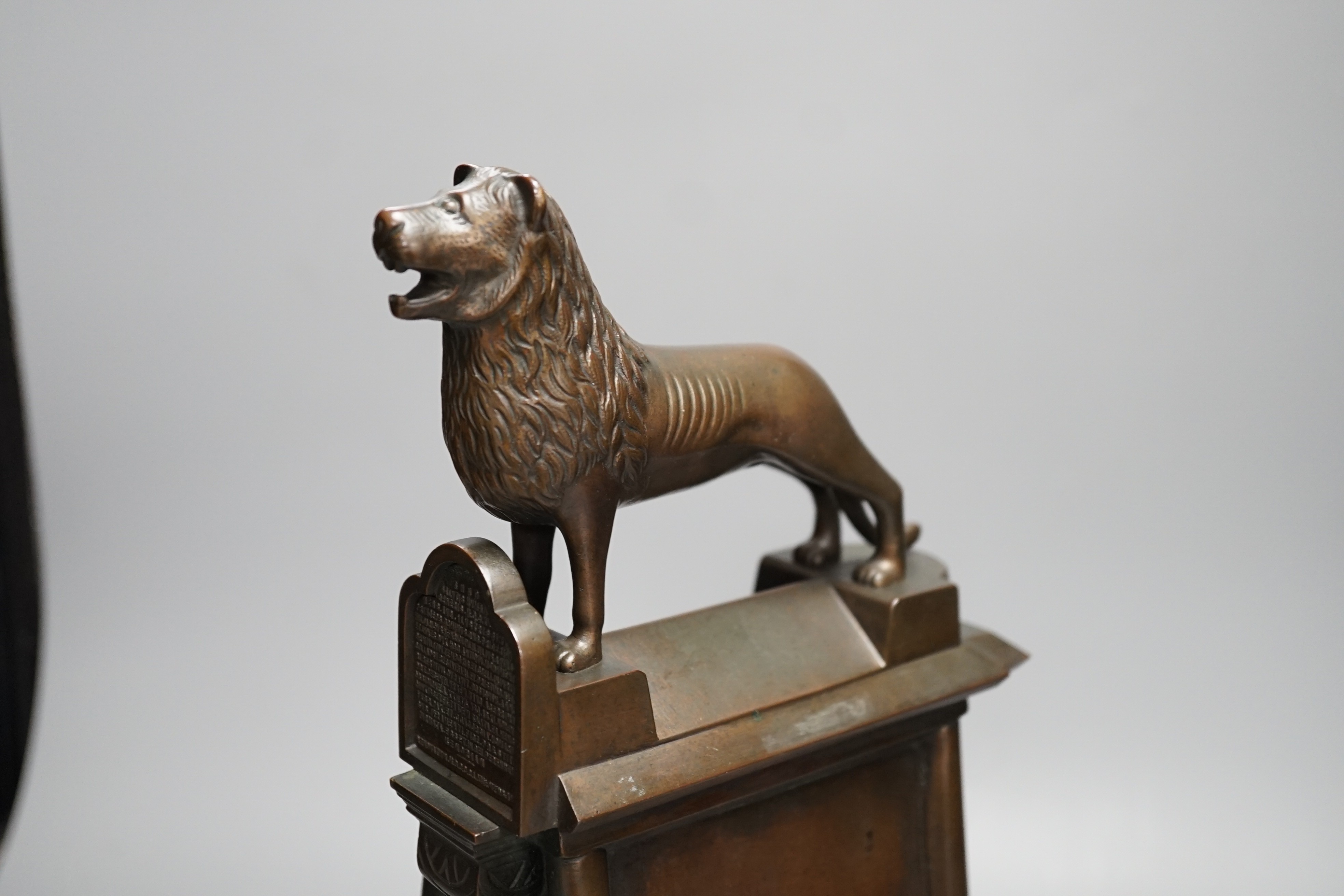 A 1920's bronze study of the original Brunswick Lion, 39cm